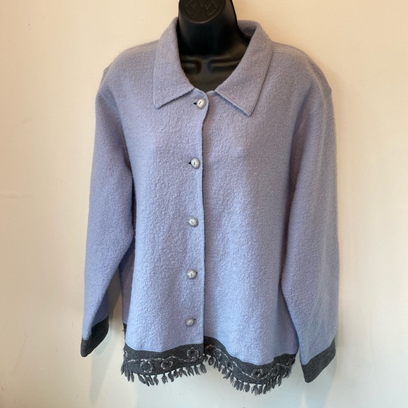 Sigrid Olsen wall fringe button up jacket - Picture 1 of 8